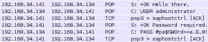 A sample of packet sniffing using Wireshark